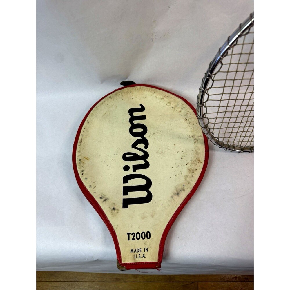 Vintage Wilson T2000 Steel Tennis Racket with Cover - Classic Jimmy Connors Era